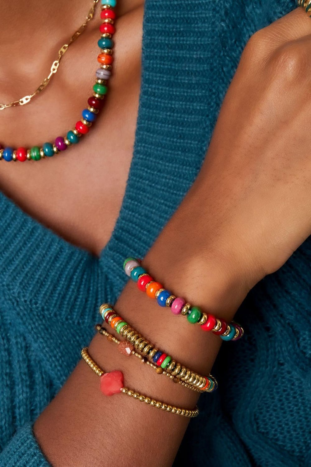 Armband farbige Steine Multi Edelstahl h5Bild2